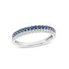 Zales Blue Sapphire And 1/6 Ct. T.W. Diamond Double Row Band In Sterling Silver Rings