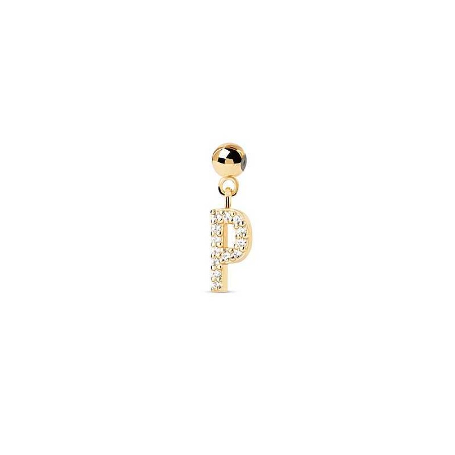 Zales Pdpaola At Zales Cubic Zirconia Letter "P" Initial Bead Charm In Sterling Silver With 18K Gold Plate Necklaces