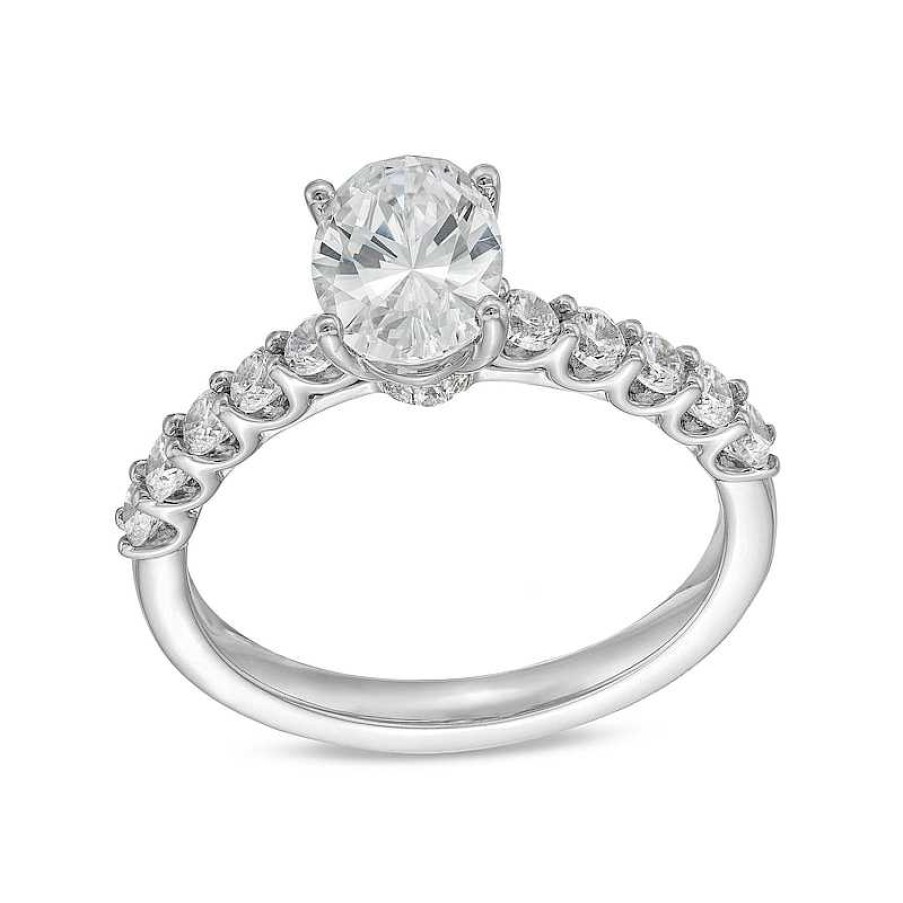 Zales 1-1/2 Ct. T.W. Certified Oval Lab-Created Diamond Engagement Ring In 14K White Gold (I/Si2) Rings