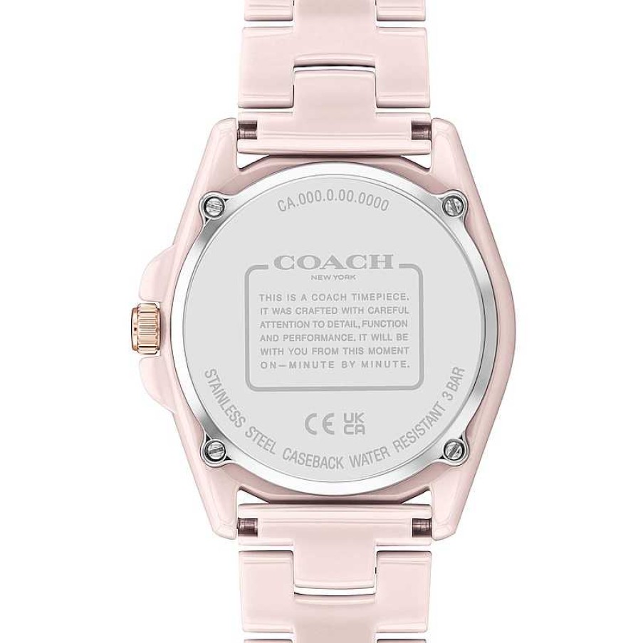 Coach Ladies' Coach Greyson Crystal Accent Pink Ceramic Watch (Model: 14503926) Watches