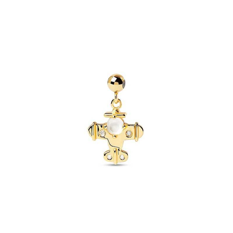 Zales Pdpaola At Zales Mother-Of-Pearl Plane Bead Charm In Sterling Silver With 18K Gold Plate Necklaces