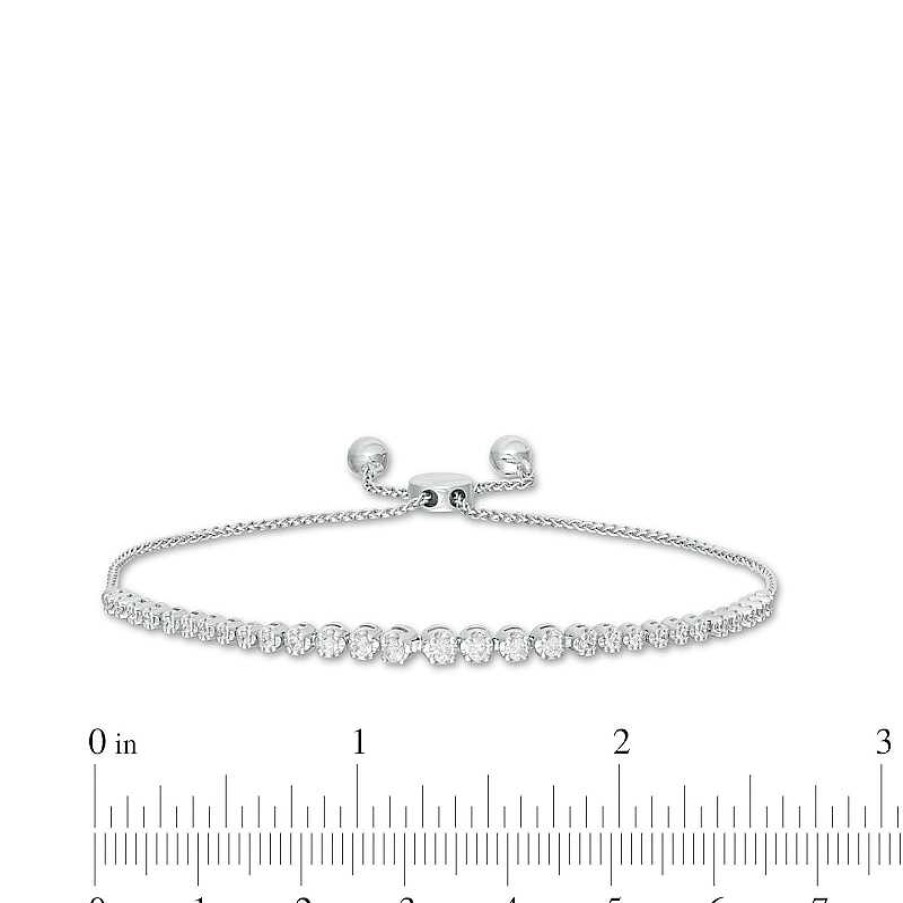 Zales Marilyn Monroe Collection 1/2 Ct. T.W. Journey Diamond Bolo Bracelet In 10K White Gold - 9.5" Bracelets