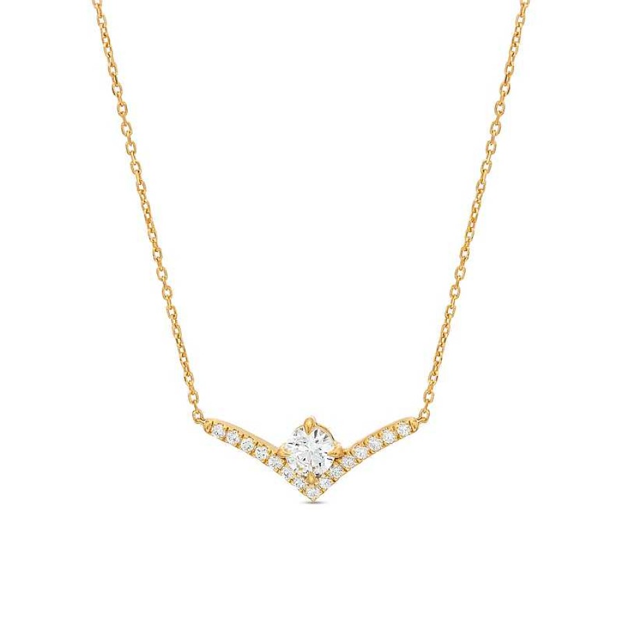 Zales You'Re The One 5/8 Ct. T.W. Certified Lab-Created Diamond Chevron Necklace In 14K Gold (F/Si2) 18.5" Necklaces