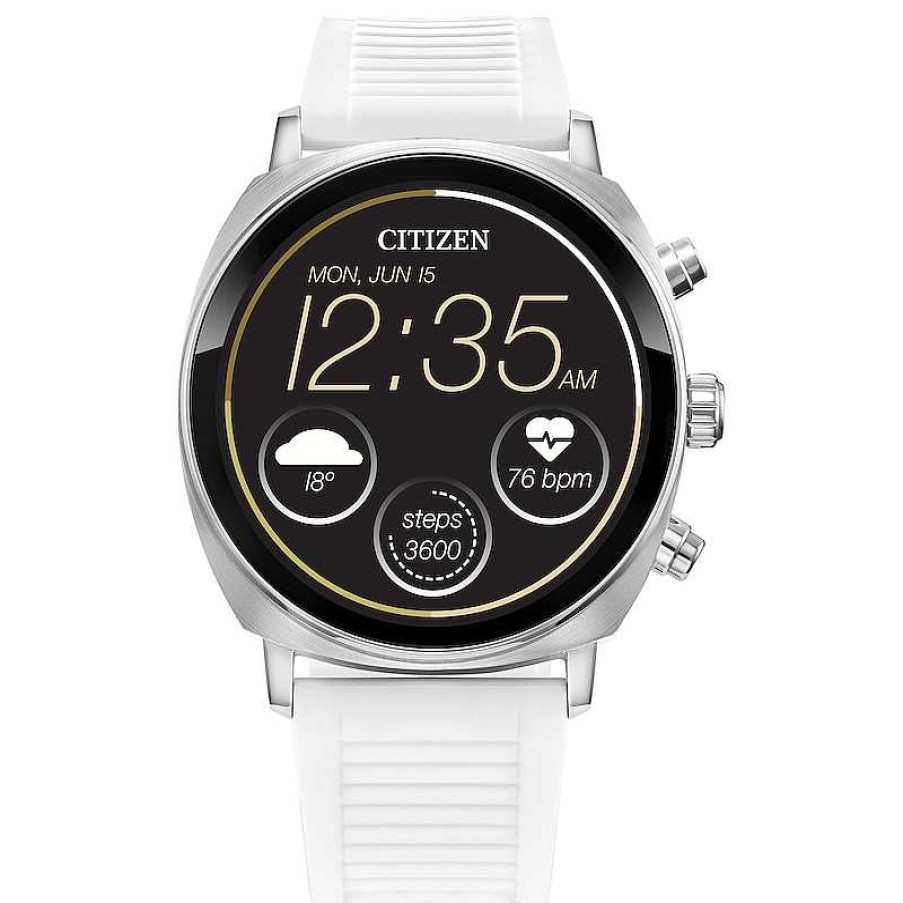 Citizen Citizen Cz Smart Pq2 Casual Digital White Silicone Strap Watch With Black Dial (Model: Mx1000-28X) Watches