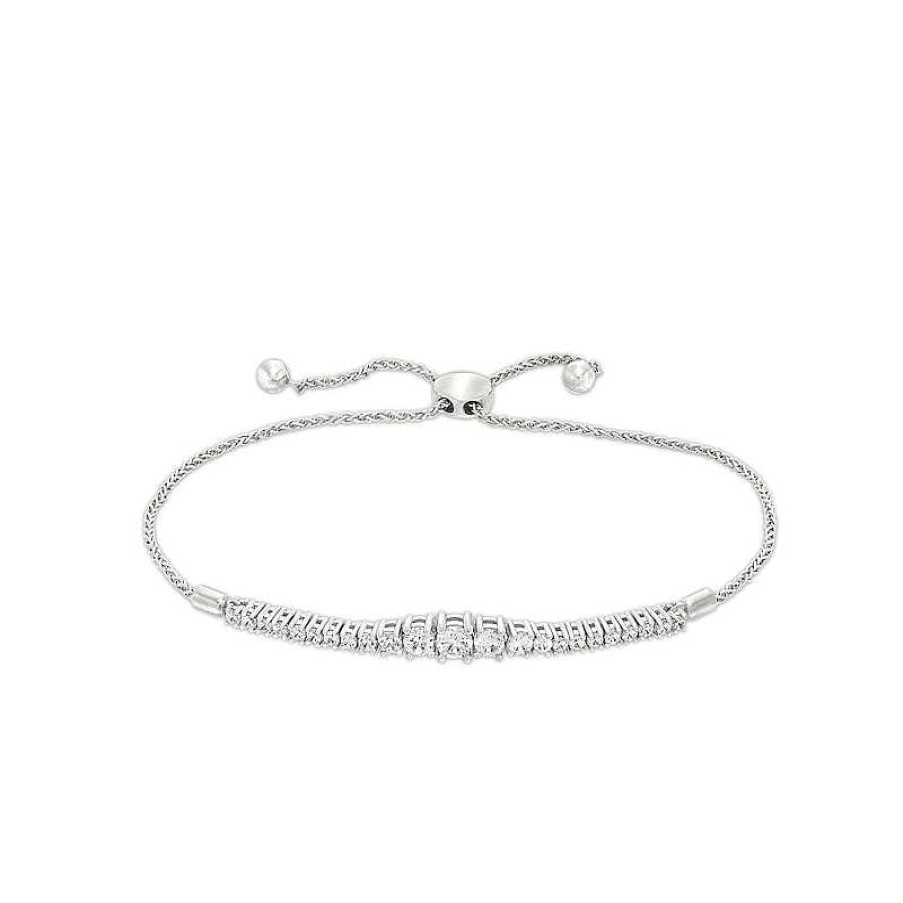 Zales 1 Ct. T.W. Certified Lab-Created Diamond Graduating Bolo Bracelet In 14K White Gold (F/Si2) - 9.5" Bracelets