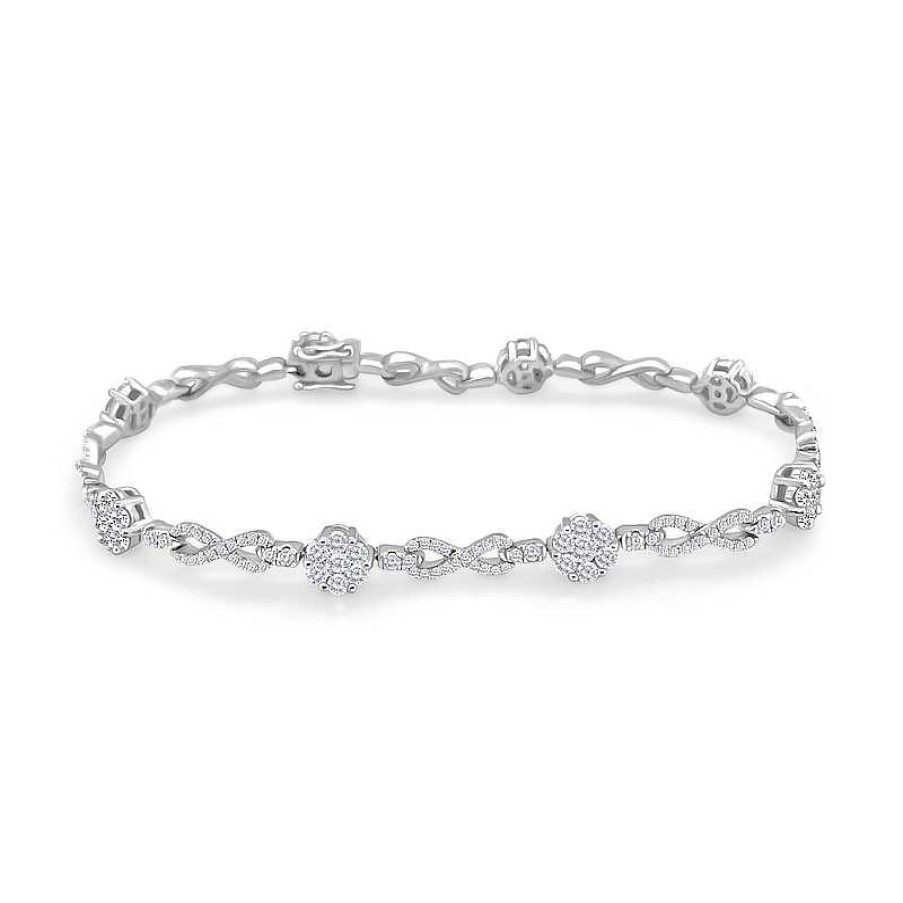 Zales 3 Ct. T.W. Multi-Diamond Alternating Infinity Link Bracelet In 10K White Gold Bracelets