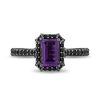 Zales Enchanted Disney Villains Ursula Amethyst And 3/8 Ct. T.W. Black Diamond Frame Engagement Ring In 14K White Gold Rings