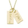 Zales Engravable Your Own Handwriting Double Bar Charm Pendant In 10K White, Yellow, Or Rose Gold (2 Images And 2 Lines) Necklaces