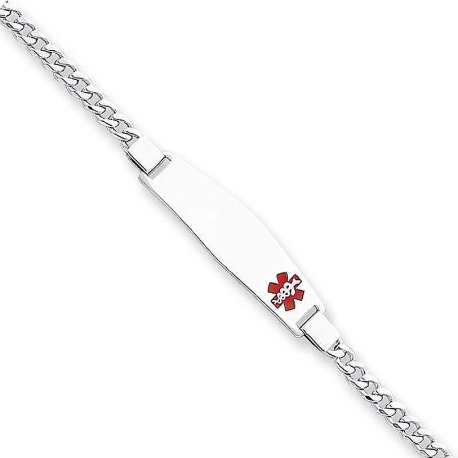 Zales 4.0Mm Medical Alert Notification Curb Id Bracelet In Sterling Silver (4 Lines) - 8" Bracelets