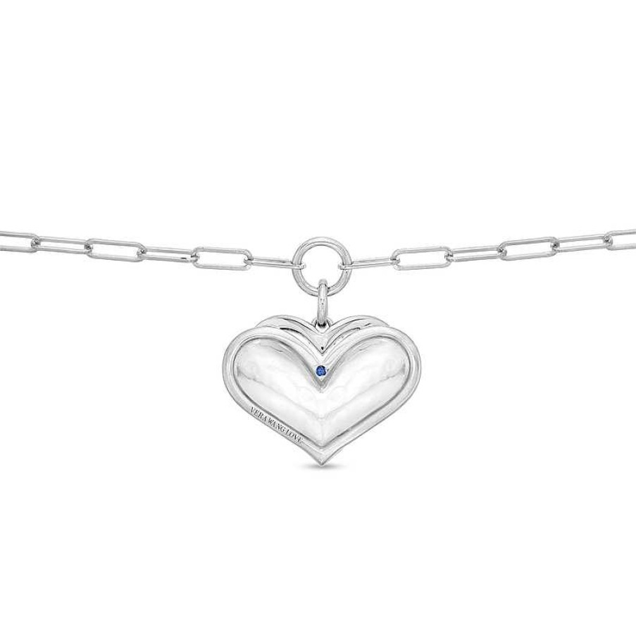 Zales The Kindred Heart From Vera Wang Love Collection 1/6 Ct. T.W. Diamond Heart Paper Clip Link Bracelet In Sterling Silver Bracelets