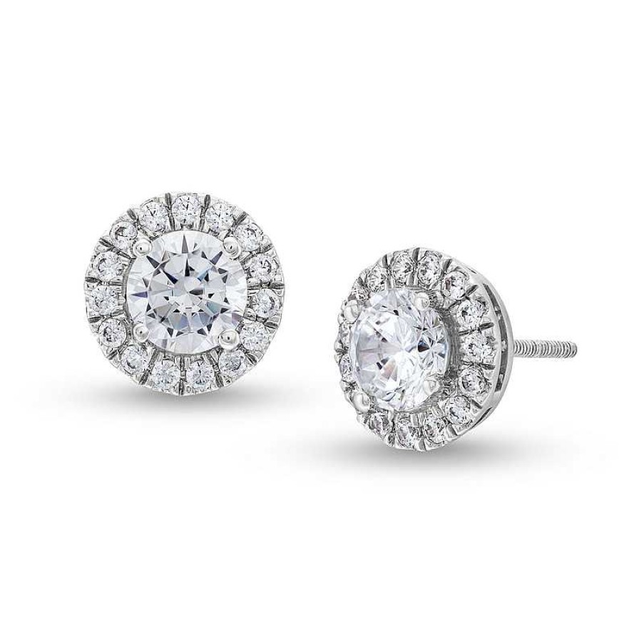 Zales 1 Ct. T.W. Certified Lab-Created Diamond Frame Stud Earrings In 14K White Gold (F/Si2) Earrings