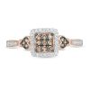 Zales 1/4 Ct. T.W. Champagne And White Composite Diamond Square Frame Heart-Sides Ring In 10K Rose Gold Rings