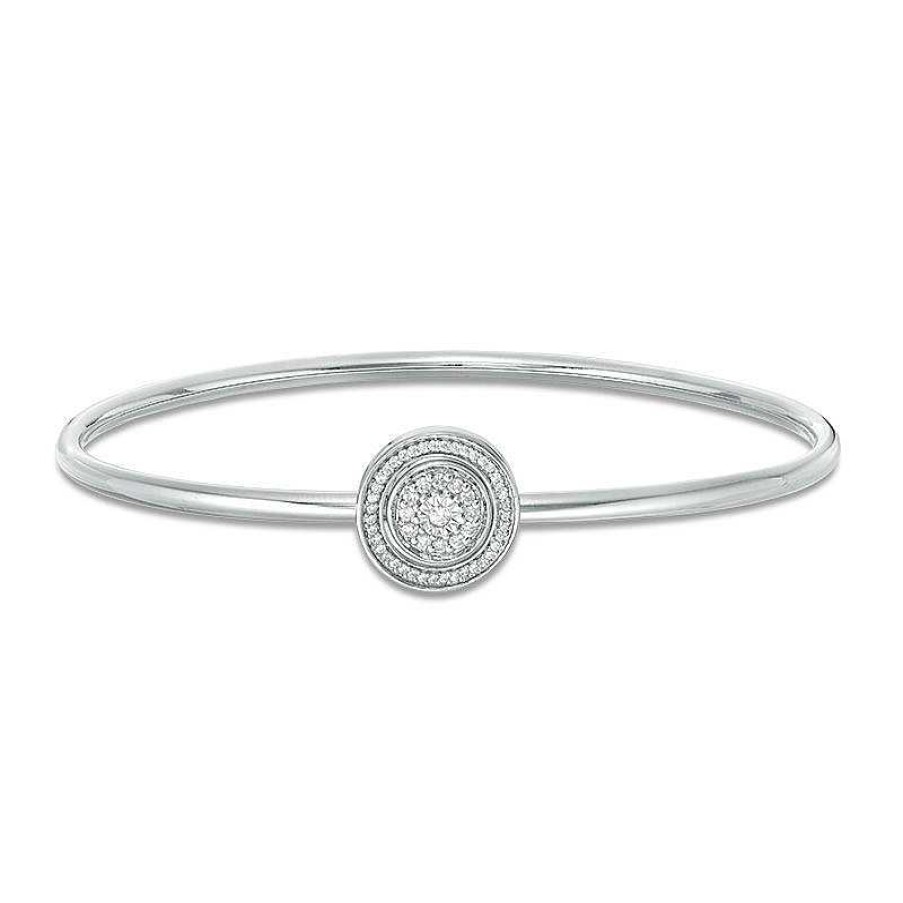 Zales Convertibilities 1/5 Ct. T.W. Diamond Circle Frame Flex Two-In-One Bangle In Sterling Silver Bracelets