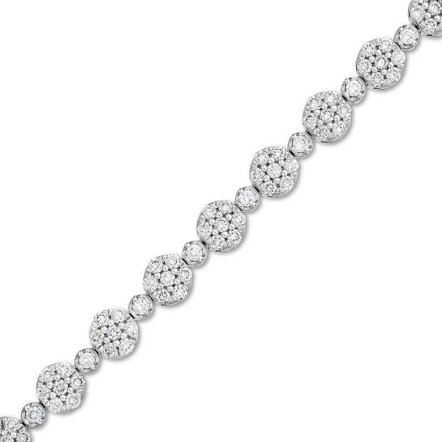 Zales 2 Ct. T.W. Lab-Created Diamond Flower Line Bracelet In 10K White Gold Bracelets