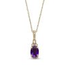 Zales Oval Amethyst And 1/15 Ct. T.W. Diamond Pendant In 10K Gold Necklaces