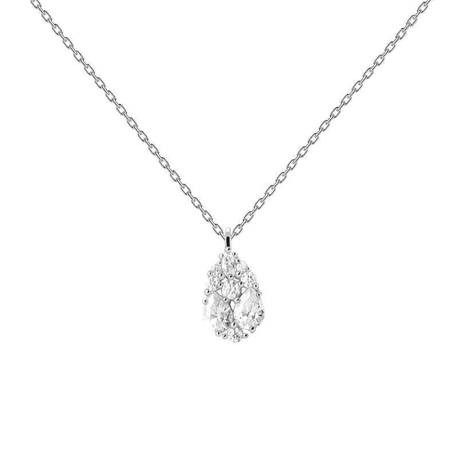 Zales Pdpaola At Zales Cubic Zirconia Pear-Shaped Cluster Pendant In Sterling Silver - 19.5" Necklaces