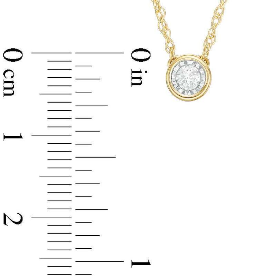 Zales 1/10 Ct. Diamond Bezel-Set Solitaire Pendant In 10K Gold (I/I3) Necklaces