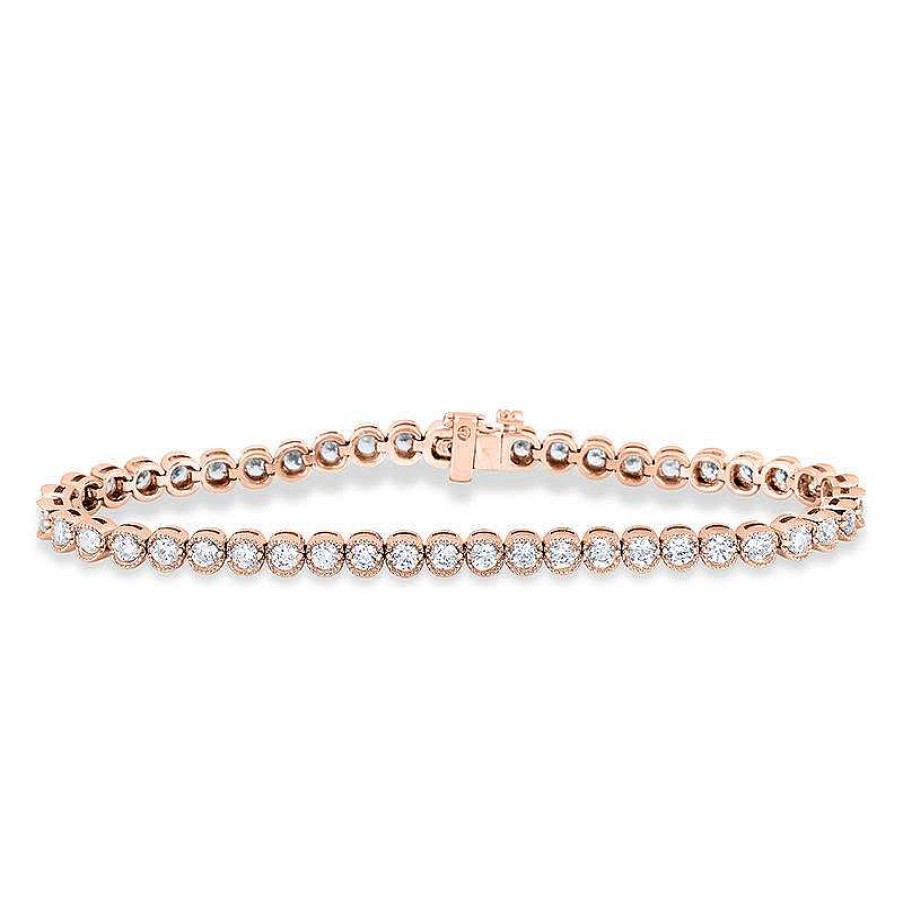 Zales 2 Ct. T.W. Diamond Vintage-Style Tennis Bracelet In 14K Rose Gold Bracelets