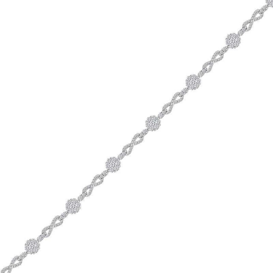 Zales 3 Ct. T.W. Multi-Diamond Alternating Infinity Link Bracelet In 10K White Gold Bracelets