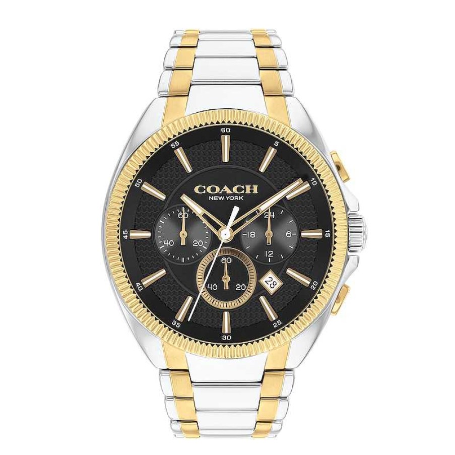 Coach Men'S Coach Jackson Two-Tone Ip Chronograph Watch With Black Dial (Model: 14602682) Watches