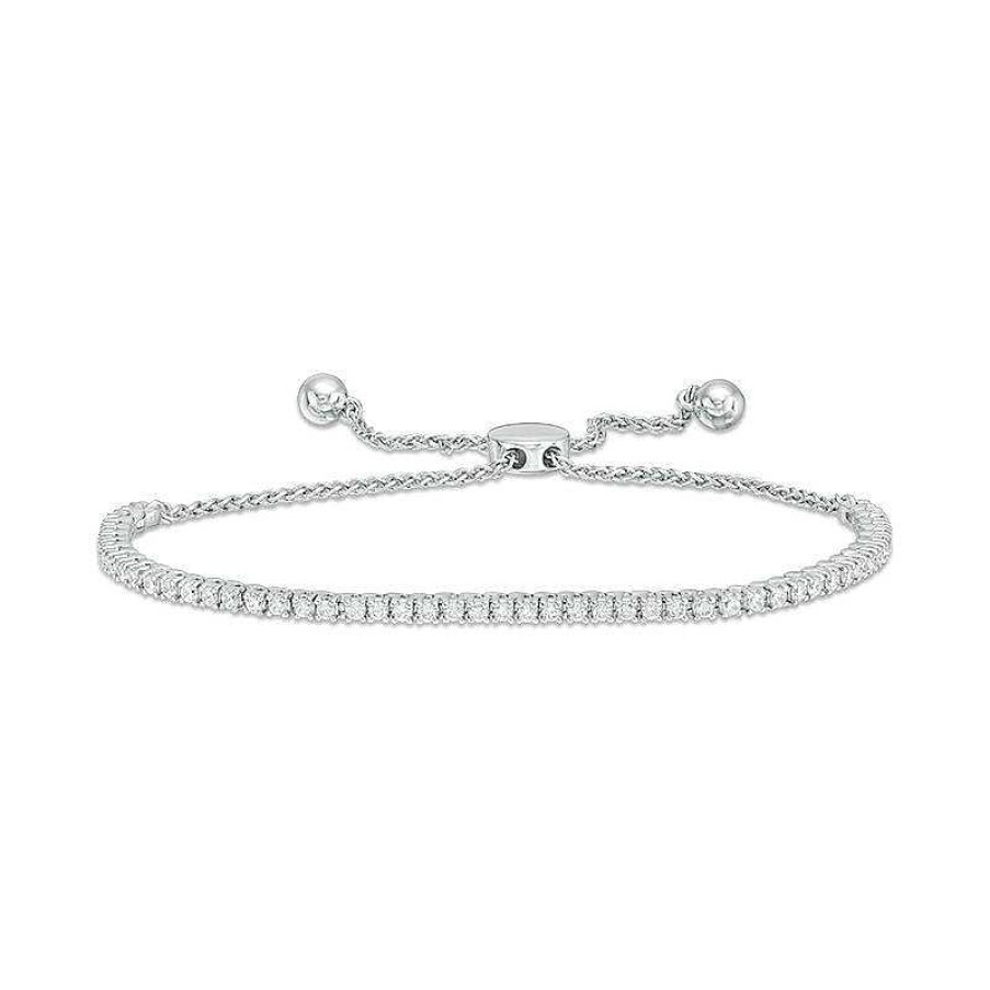 Zales 1 Ct. T.W. Diamond Tennis Bolo Bracelet In 10K White Gold - 9.5" Bracelets