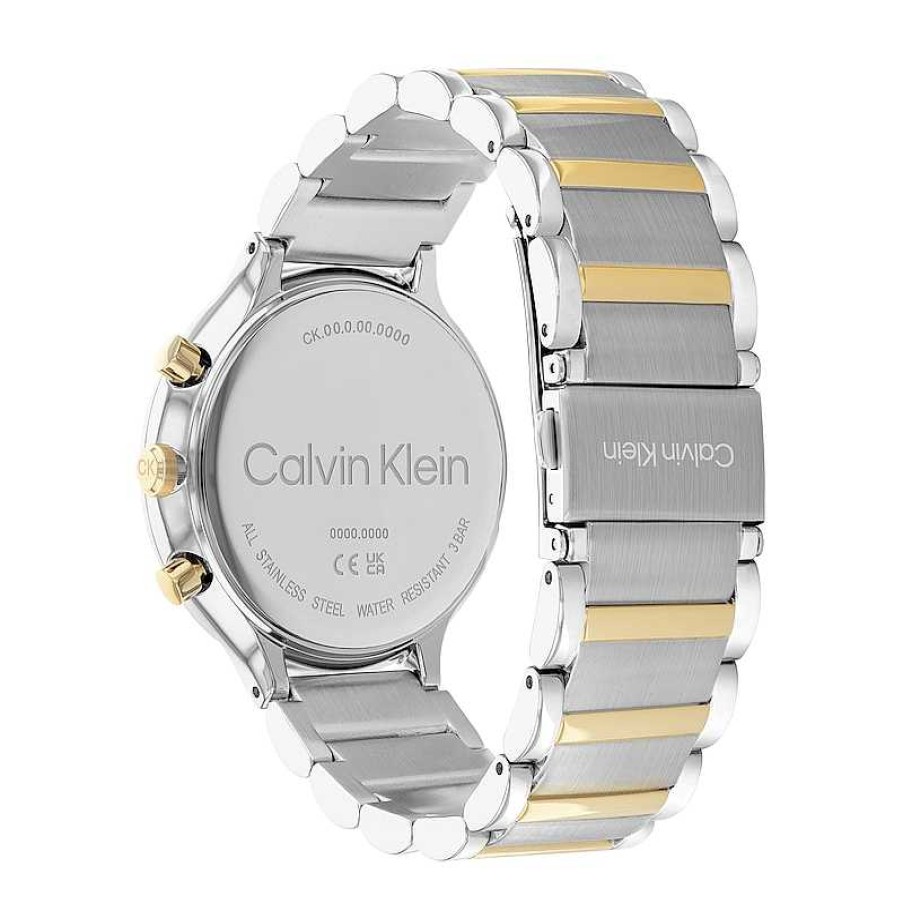 Calvin Klein Ladies' Calvin Klein Two-Tone Ip Chronograph Watch With White Dial (Model: 25200239) Watches