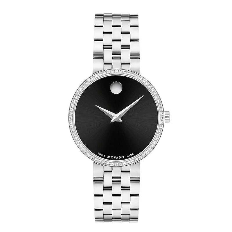 Movado Ladies' Movado Museum® Classic 1/4 Ct. T.W. Diamond Watch With Black Dial (Model: 0607814) Watches