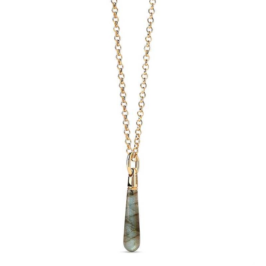 Zales Pdpaola At Zales Labradorite Medium Teardrop Hoop Earring And Necklace Charm In Sterling Silver With 18K Gold Plate Necklaces