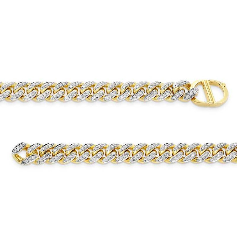 Zales Zales X Alessi Domenico 2 Ct. T.W. Diamond Miami Cuban Chain Bracelet In 18K Gold - 7" Bracelets