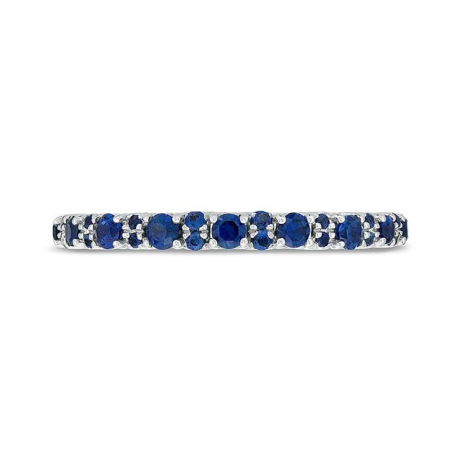 Zales Vera Wang Love Collection Blue Sapphire Anniversary Band In 14K White Gold Rings