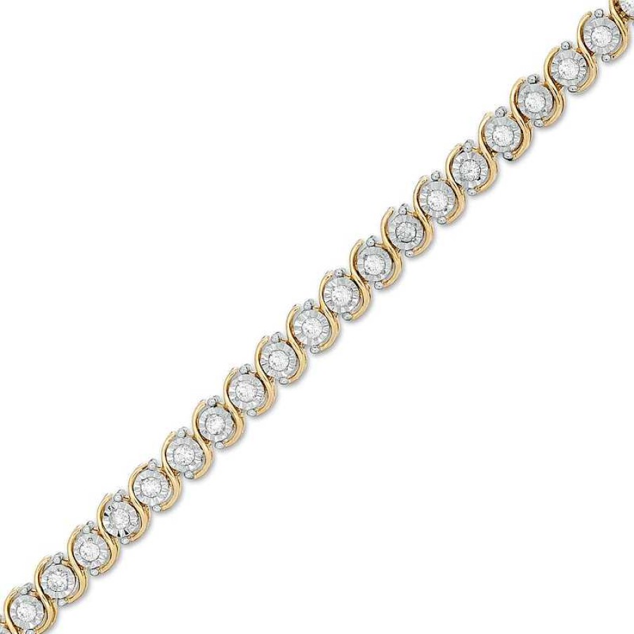 Zales 1/2 Ct. T.W. Diamond "S" Tennis Bracelet In 10K Two-Tone Gold Bracelets