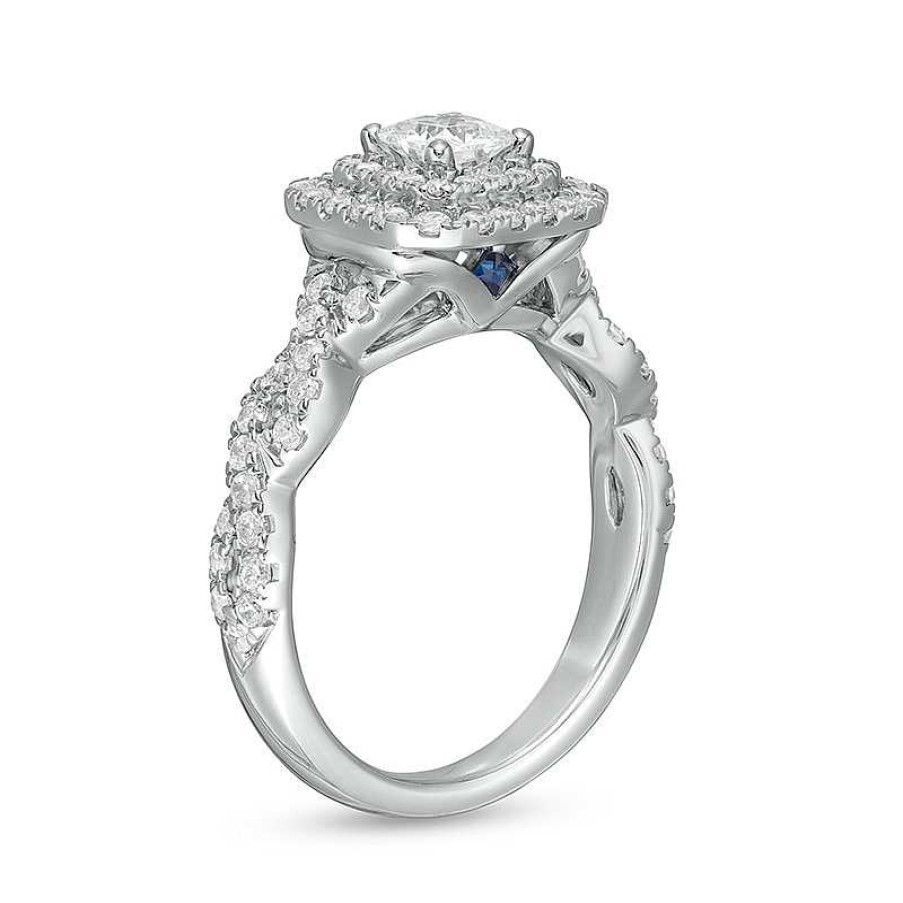 Zales Vera Wang Love Collection 1 Ct. T.W. Princess-Cut Diamond Double Frame Twist Shank Engagement Ring In 14K White Gold Rings