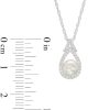 Zales 6.0Mm Cultured Freshwater Pearl And White Lab-Created Sapphire Pear-Shaped Frame Split Bail Pendant In Sterling Silver Necklaces