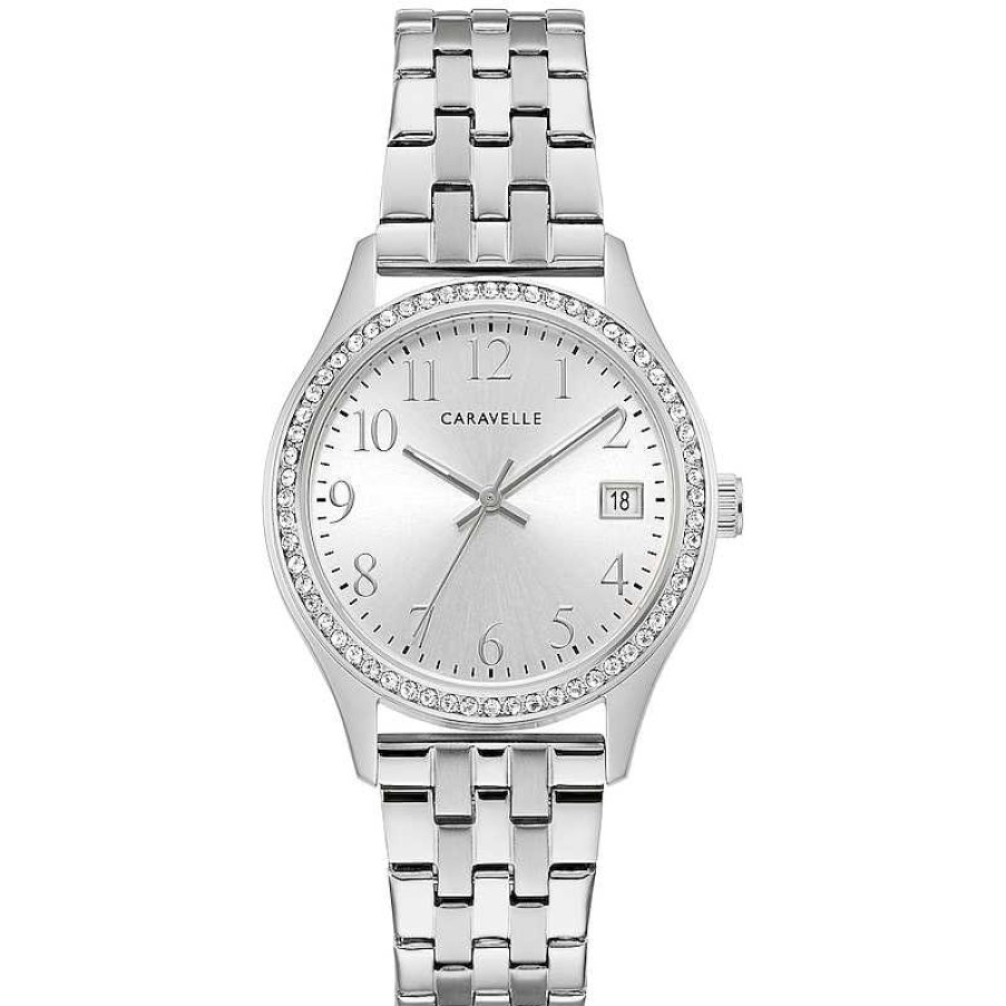 CARAVELLE Ladies' Caravelle By Bulova Crystal Accent Watch With Silver-Tone Dial And Bracelet Box Set (Model: 43X104) Watches