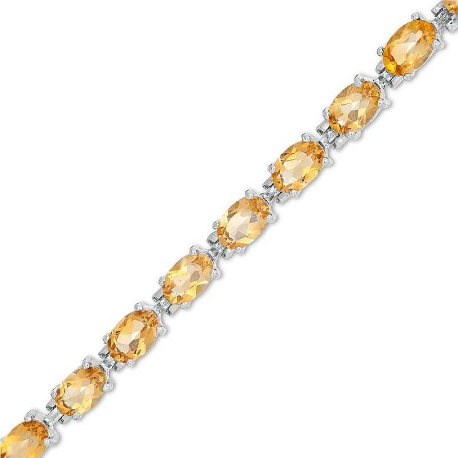 Zales Sideways Oval Citrine Tennis Bracelet In Sterling Silver - 7.25" Bracelets