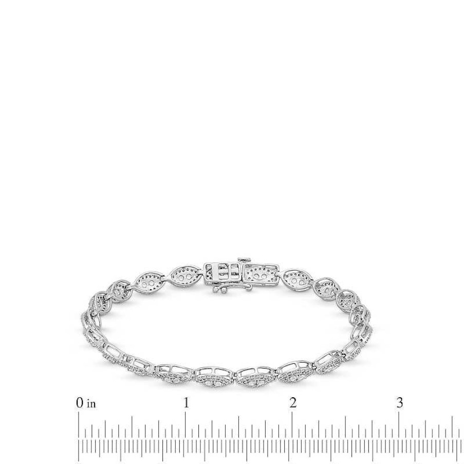 Zales 1 Ct. T.W. Diamond Marquise Link Bracelet In Sterling Silver - 7.25" Bracelets