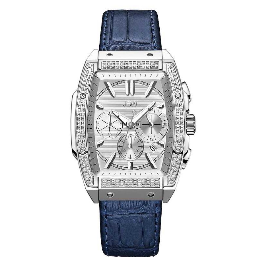 JBW Men'S Jbw Echelon 1/4 Ct. T.W. Diamond Chronograph Strap Watch With Tonneau Silver-Tone Dial (Model: J6379C) Watches