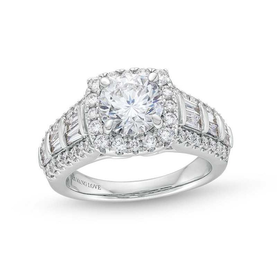 Zales True Lab-Created Diamonds By Vera Wang Love 2-1/2 Ct. T.W. Diamond Cushion Frame Engagement Ring In 14K White Gold Rings