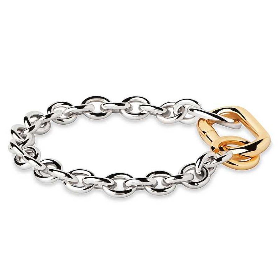 Zales Pdpaola At Zales Interlocking Paperclip Cable Chain Bracelet In Brass And 18K Gold Plate Bracelets