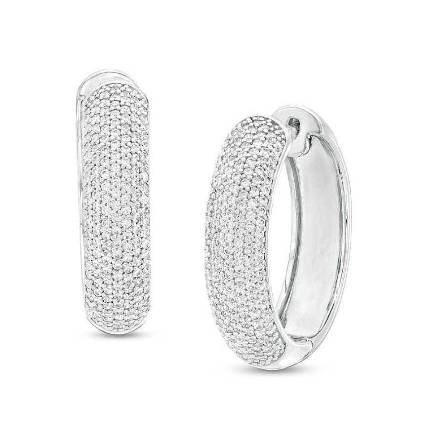 Zales 1 Ct. T.W. Diamond Dome Multi-Row Hoop Earrings In Sterling Silver Earrings