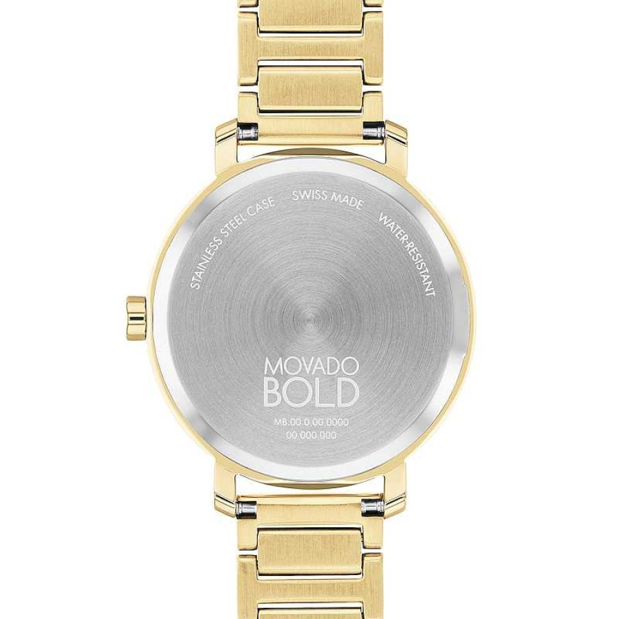 Movado Ladies' Movado Bold® Evolution Gold-Tone Ip Watch With Crystal Accent Dial (Model: 3601152) Watches