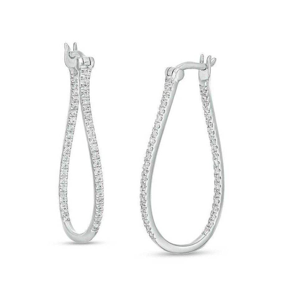 Zales 1/2 Ct. T.W. Certified Lab-Created Diamond Wavy Hoop Earrings In 14K White Gold (F/Si2) Earrings