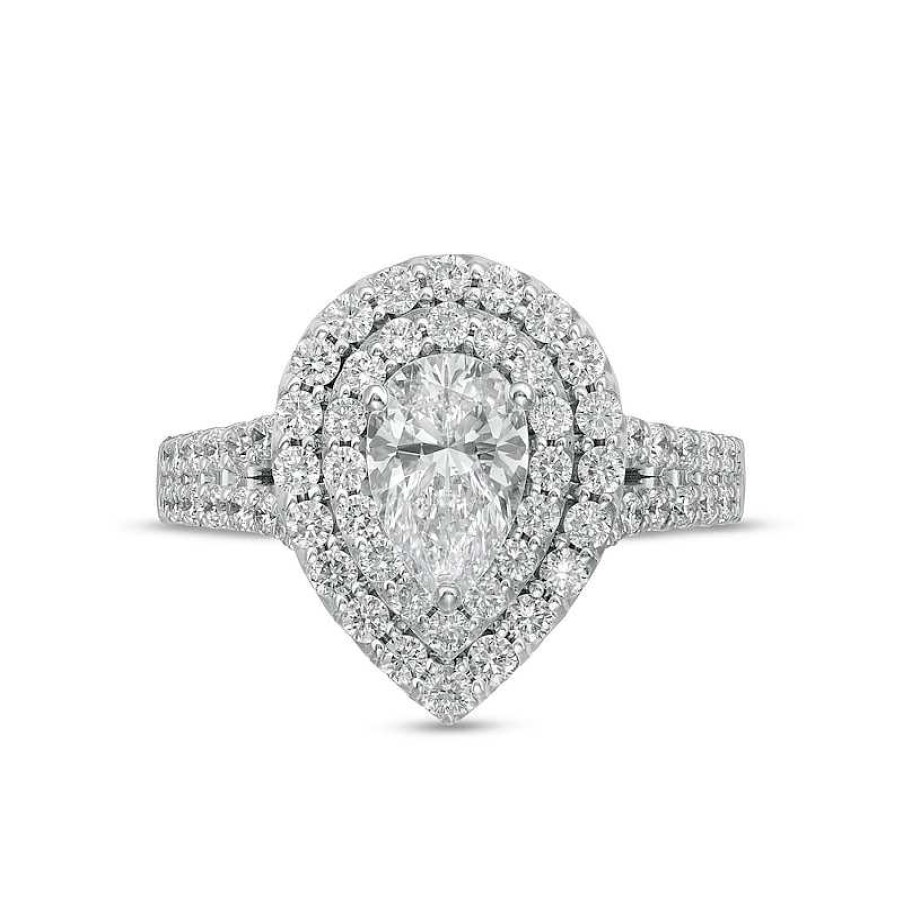 Zales True Lab-Created Diamonds By Vera Wang Love 2 Ct. T.W. Double Frame Engagement Ring In 14K White Gold (F/Vs2) Rings