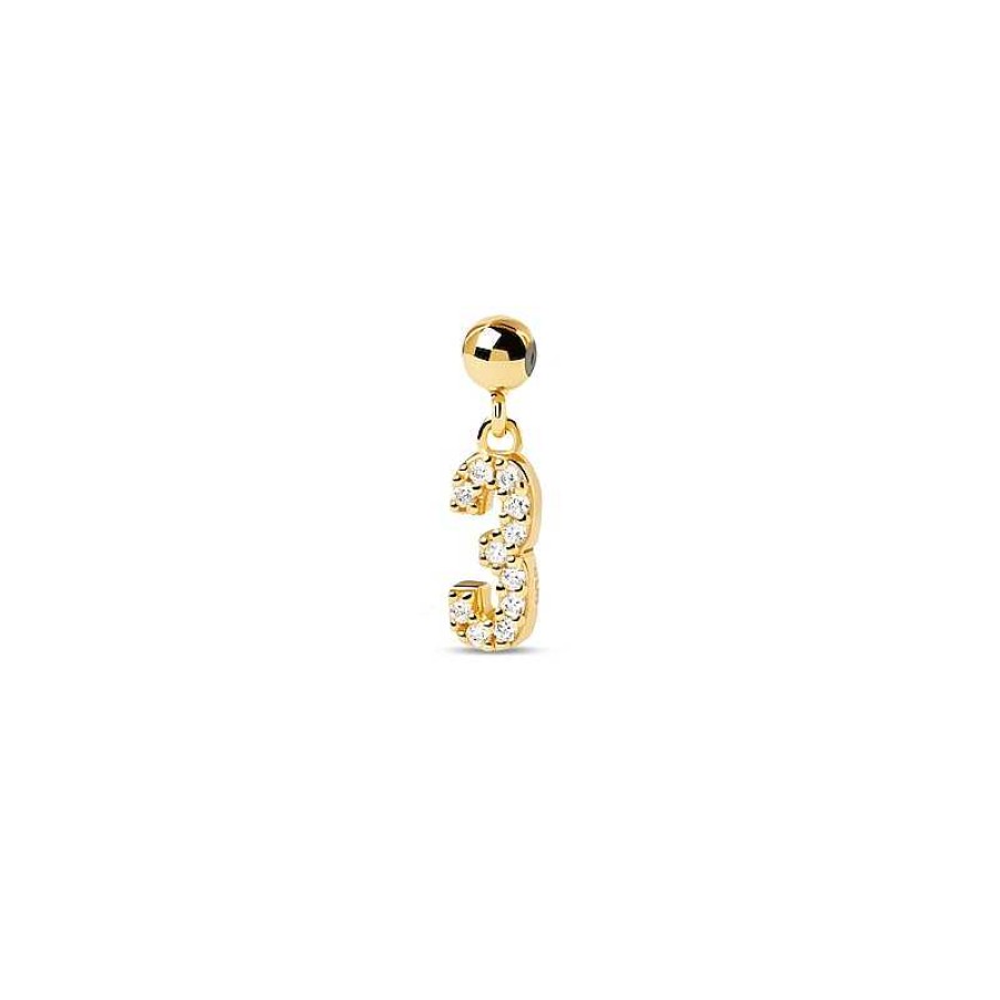 Zales Pdpaola At Zales Cubic Zirconia Number "3" Bead Charm In Sterling Silver With 18K Gold Plate Necklaces