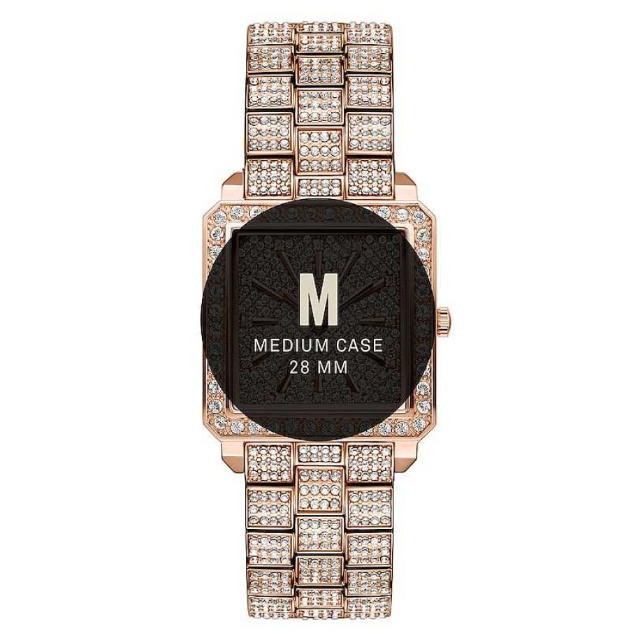 JBW Ladies' Jbw Cristal Square 1/8 Ct. T.W. Diamond And Crystal Accent 18K Rose Gold Plate Watch (Model: J6386B) Watches