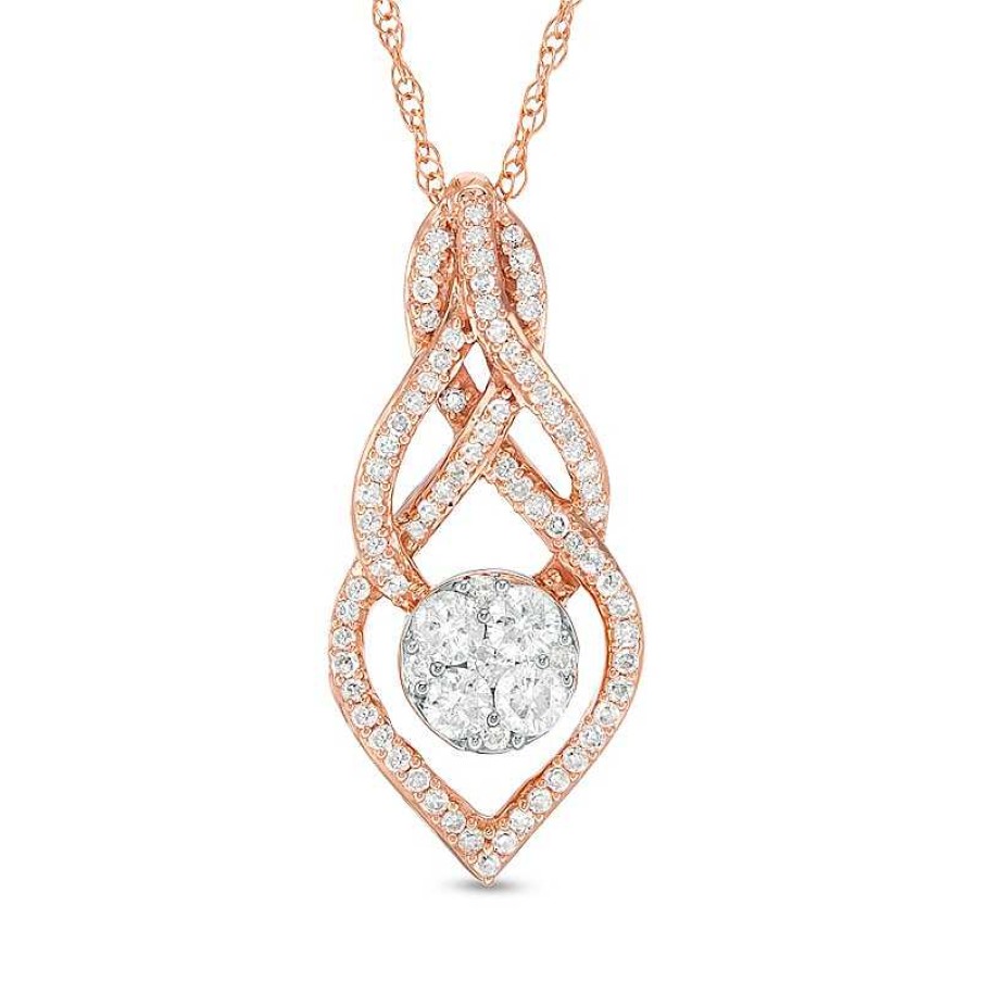 Zales 1/3 Ct. T.W. Multi-Diamond Infinity Teardrop Pendant In 10K Rose Gold Necklaces