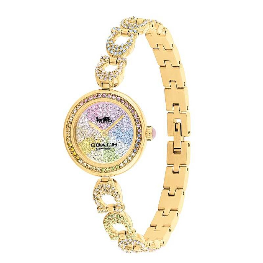 Coach Ladies' Coach Gracie Multi-Colored Crystal Gold-Tone Ip Bracelet Watch (Model: 14504220) Watches