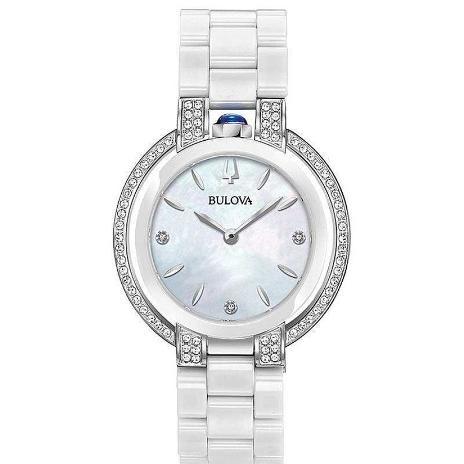 Bulova Ladies' Bulova Rubaiyat 1/3 Ct. T.W. Diamond Ceramic Watch With Mother-Of-Pearl Dial (Model: 98R265) Watches