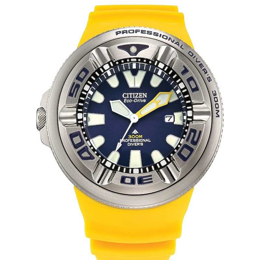 Citizen Men'S Citizen Eco-Drive® Promaster Sea Yellow Strap Watch With Blue Dial (Model: Bj8058-06L) Watches