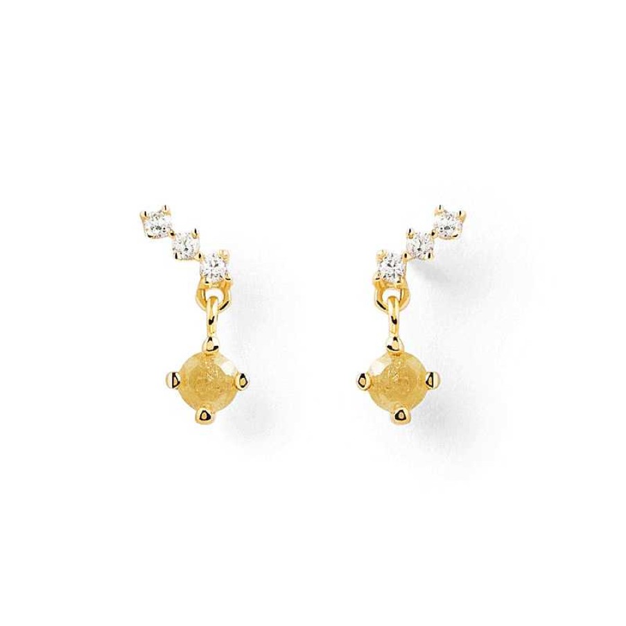 Zales Pdpaola At Zales Yellow And White Cubic Zirconia Stud Earrings In Sterling Silver With 18K Gold Plate Earrings